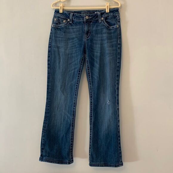 Miss Me Irene bootcut distressed denim jeans Size 31 Inseam 26” EUC - Picture 1 of 12